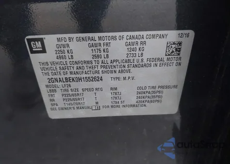 2017 Chevrolet Equinox Ls from USA, damaged, VIN 2GNALBEK0H1552624